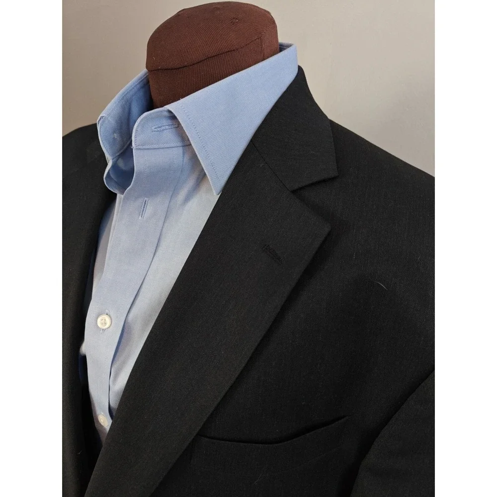 Jos A Bank Mens Wool Sports Coat 43L Charcoal Black Blazer BXT80032 2 Button